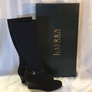 NEW! Ralph Lauren Tula knee high black boots